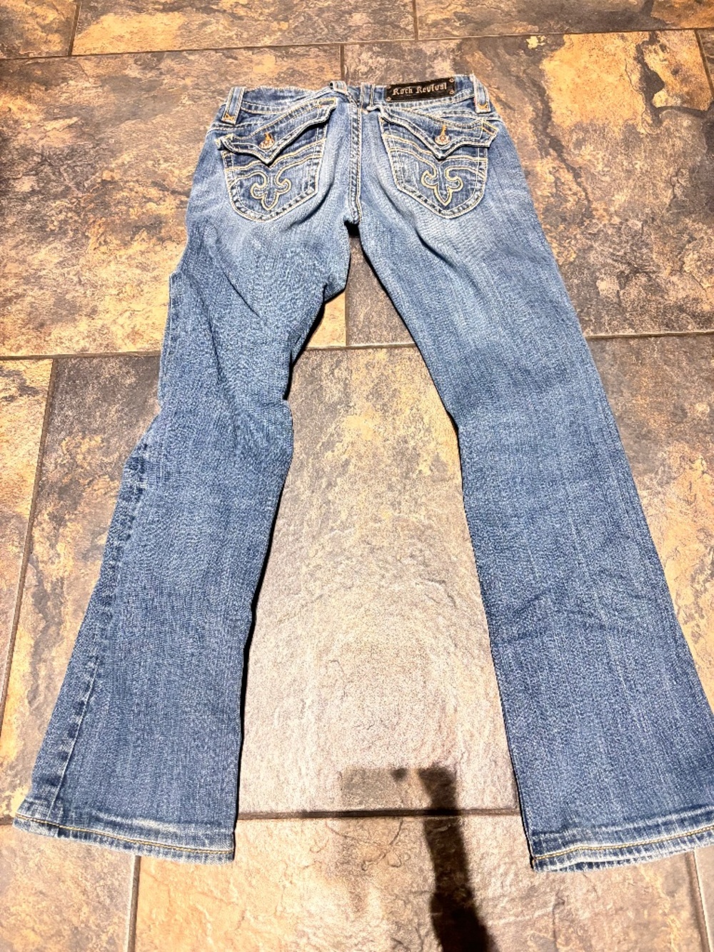 Low rise boot cut rock revival jeans